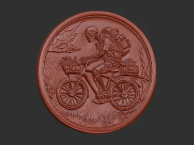 Skeleton Cyclist 3D Model for CNC Bas-Relief and 3D Printing 3D print model