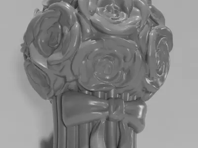 Rose Bouquet with Bow Strip 3D model  3D print model