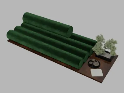 Modern luxury velvet sofa 3D model