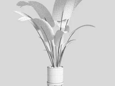 Indoor plant 28 in concrete pot Low-poly 3D model