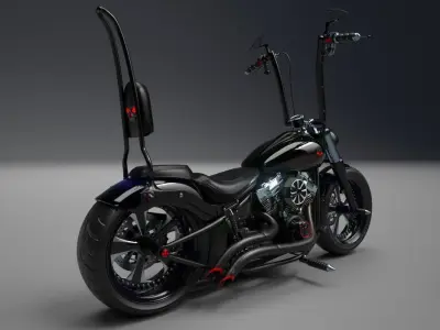 Custom Bike Red Eyes Skull Motorcycle 3D model