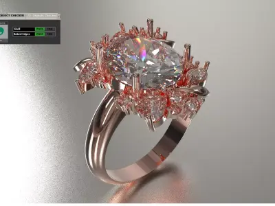 Oval Center Stone Cocktail STL 3D Ring model jr00283 3D print model