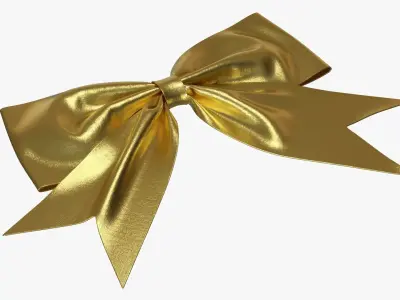 Small ribbon decoration gold metallic 3D model