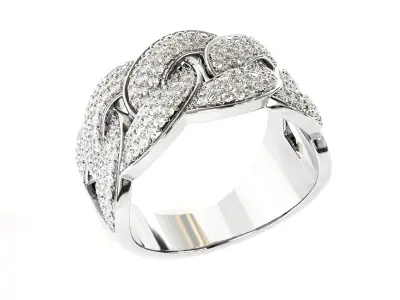 Cuban link half band ring 3D print model