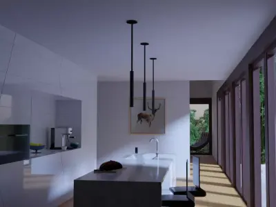 Kitchen in modern home Free 3D model