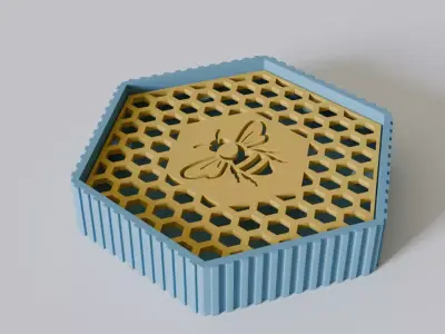 hexagonal soap dish STL 3D print model