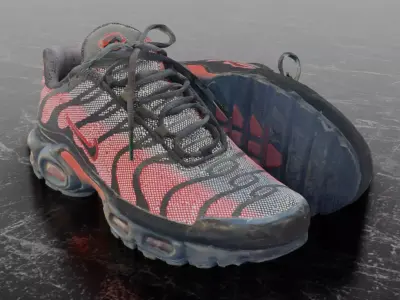 NIKE AIRMAX PLUS BLACK REFLECTIVE 3D SHOES Low-poly 3D model