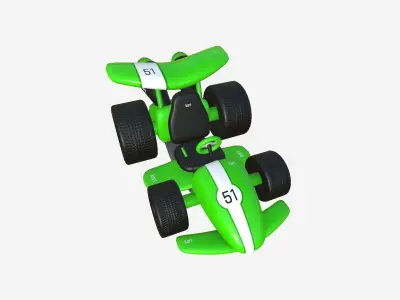 Cartoon Kart A03 Green - Vehicle Racing Design Low-poly 3D model