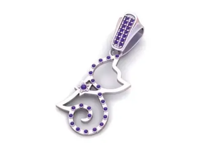 Cat Outline Pendant 3D print model