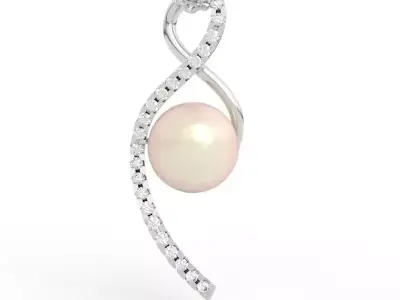 Luxury Diamond Pearl Pendant 3D print model