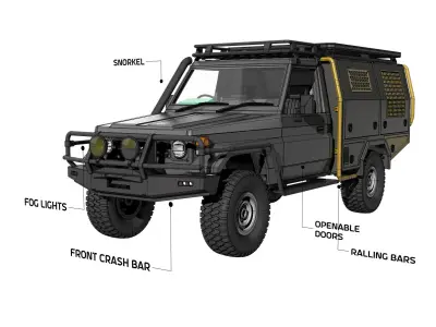 TOYOTA LAND CRUISER FJ75 WITH FULL CANOPY  FOR 1 10 RC chassis 3D print model