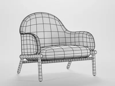 Modern design single sofa Low-poly 3D model