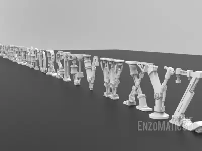 alphabet steampunk letters stl for 3d printing 3D print model
