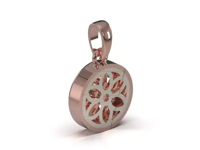 Rose Gold Pave Diamond Disc stl 3dm 3d Pendant model jp0378 3D print model