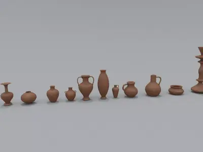 Medieval Vase Set PBR  Low-poly 3D model