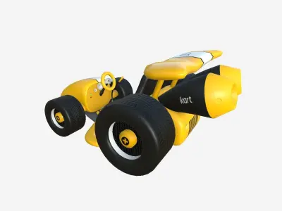 Cartoon Kart A06 Yellow - Vehicle Racing Design Low-poly 3D model