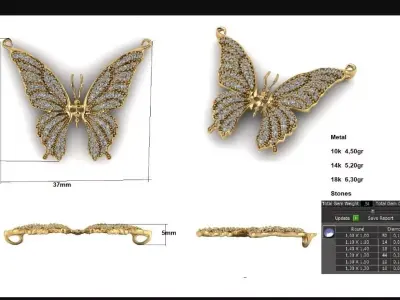 Butterfly pendant 3D model