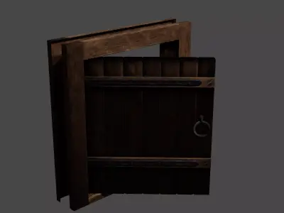 Renassaince wooden door Low-poly 3D model