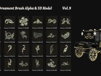 103 Ornament Brush Alpha 3D Model Vol 9 3D model