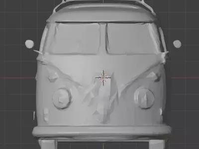 3D model of a 1950 Volkswagen Camper Van with open roof 3D print model