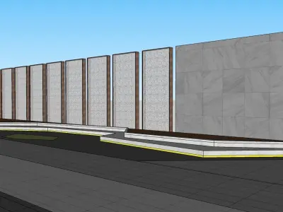 Modern boundary wall design 3D model