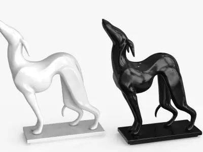 Dog Statuette Low-poly 3D model