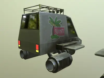 Stylized Cyberpunk Car With 2 Texture Low-poly 3D model