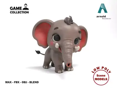 Little elephant Low-poly 3D model