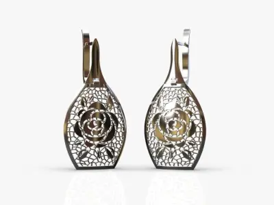 Floral earrings 3D print model