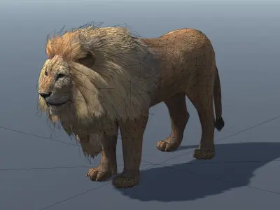 Lowpoly Male Lion Rigged and Animated for VR AR Games Low-poly 3D model