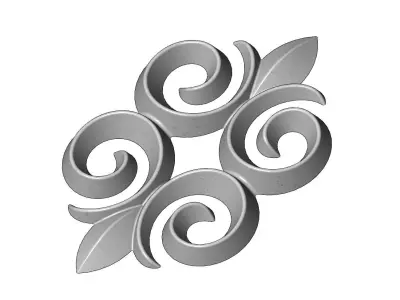 Floral motif decoration scroll relief 3D print model