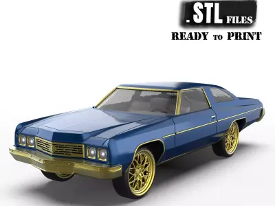 Chevy Impala 2 door two vers of Donk and Lowride wheels 3D print model