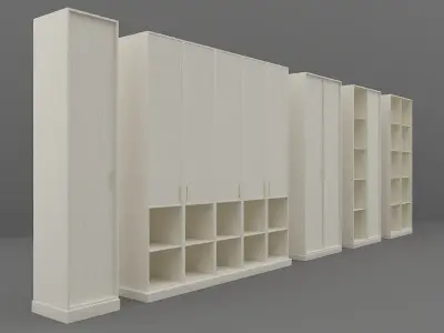 Cabinet Set wardrobe with shelves and drawers 3D model