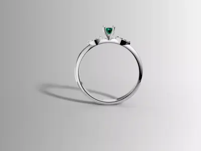 Luxury Solitaire Ring with Side Stones 3D print model