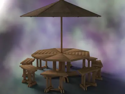 umbrella chair furniture decor garden 3D model