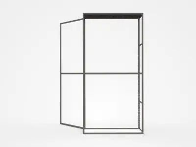Empty Industrial Shelf Cabinet With Open Door 3D model