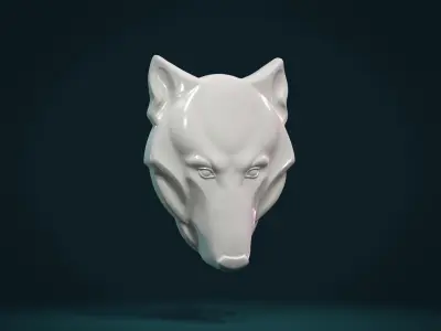 Wolf head relief 3D print model