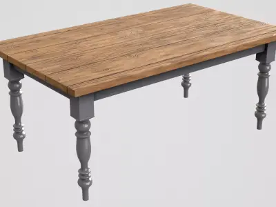 Farmhouse-style Kitchen Table Free low-poly 3D model