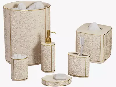 Furla Cream Damask Ceramic Bath Accessories 3D model