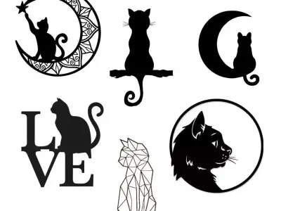 Cat Silhouette Wall Decoration 3D print model