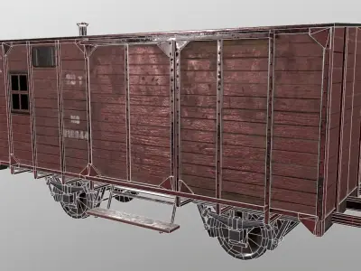Railcar old train car Low-poly 3D model