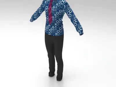 Full Outfit - shirt - pant - tie - 11 colors 3D model