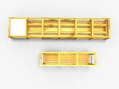 Boxes wooden bench 3D model