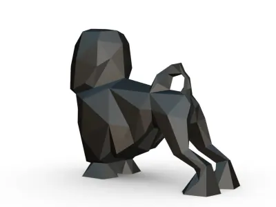 lion bichon low poly 3D print model
