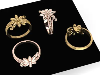 flower ring for women  3D print model