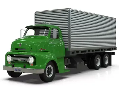 Vintage COE Tandem Axle Box Truck 3D model