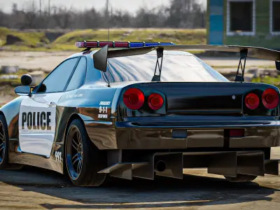 Nissan Skyline R34 Police Car 3D model
