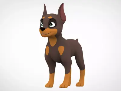 Doberman  Low-poly 3D model