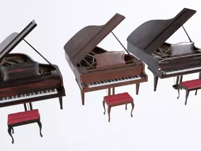 Grand Piano Low-poly 3D model