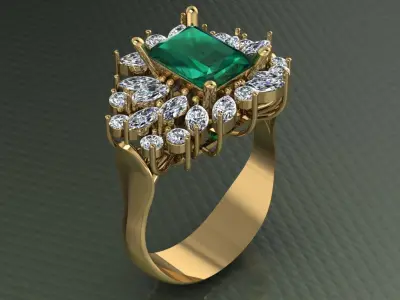 marquise diamond ring 01 3D print model